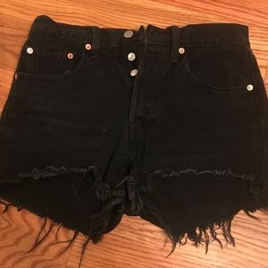 Levi’s 501 High Rise Shorts (Distressed Black)